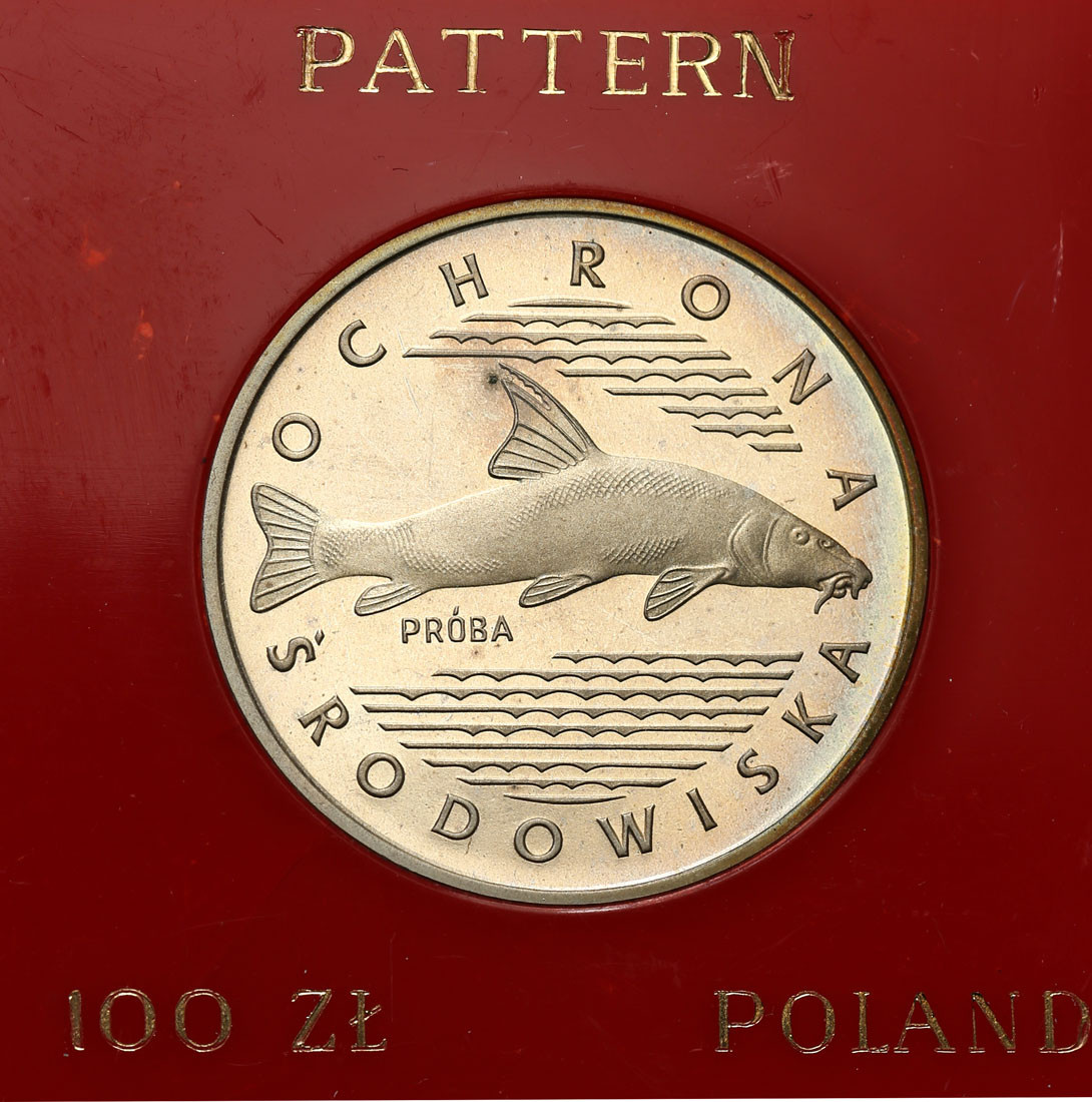 PRL. PRÓBA Srebro 100 złotych 1977 Ryba